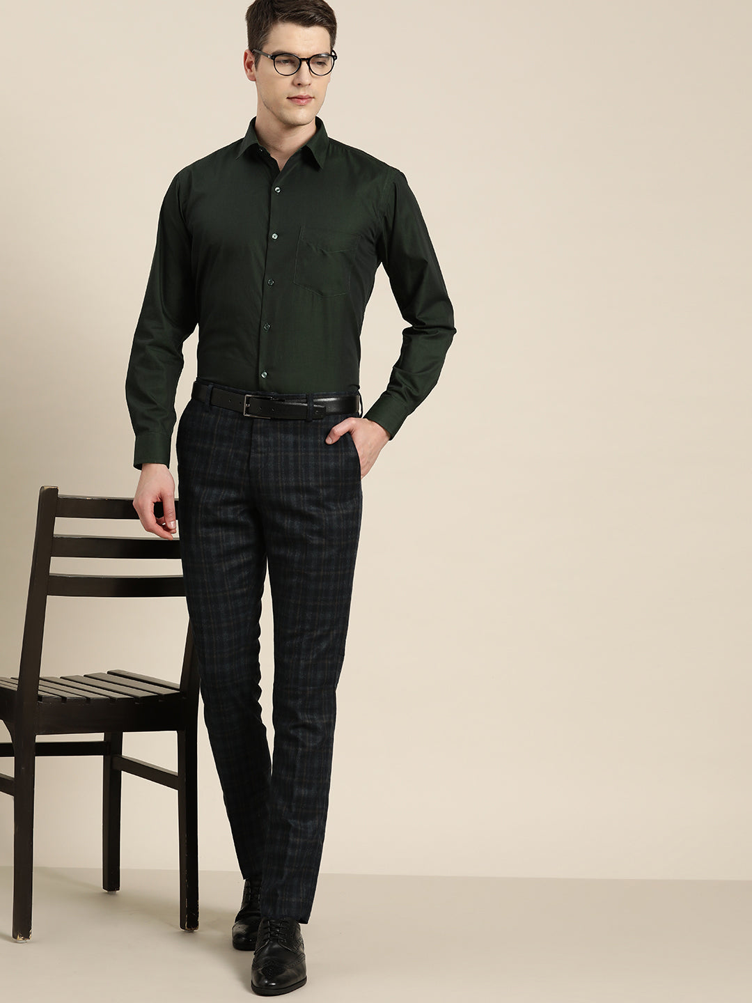 Buy Men Green Slim Fit Check Half Sleeves Casual Shirt Online - 775569 |  Louis Philippe
